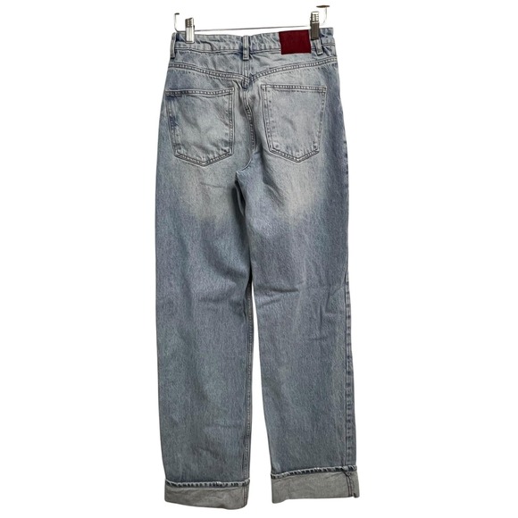 Zara Z1975 Jeans Womens 4 Light Wash Denim Straight Leg Cuffed High Rise Cotton - Picture 11 of 11